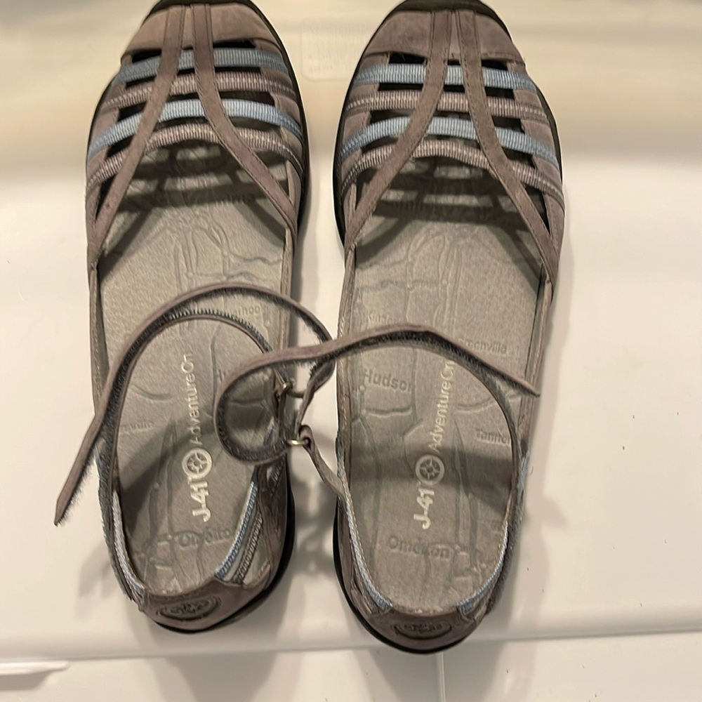 J-41 shoes.  Size 8.  Gray and blue.  Worn once.  Suede and cotton.  Flats.
